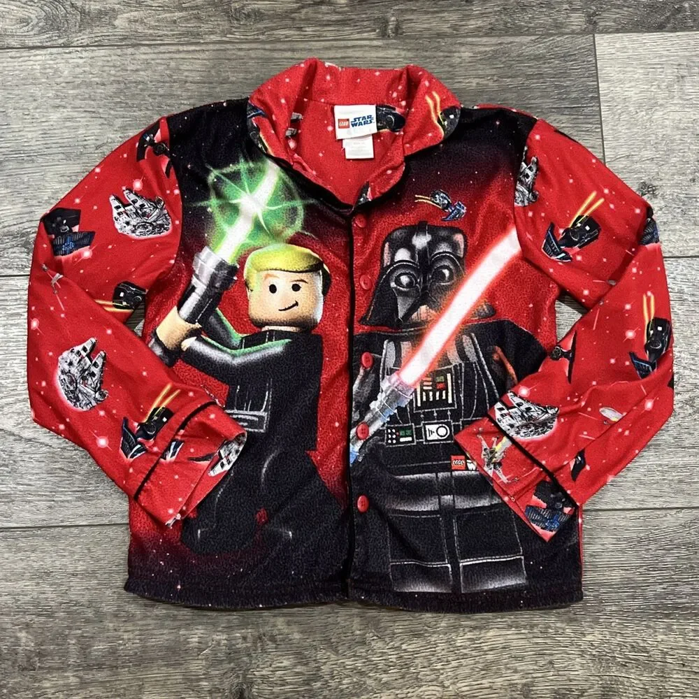 Vintage 2013 Lego Star Wars 2-Piece Pajama Set Luke Darth - Kids Size 10